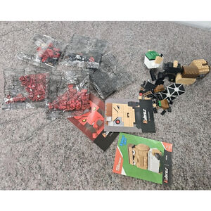 Different Lego model kits, Sealed Package Bricks Red & Black. Loose Bricks